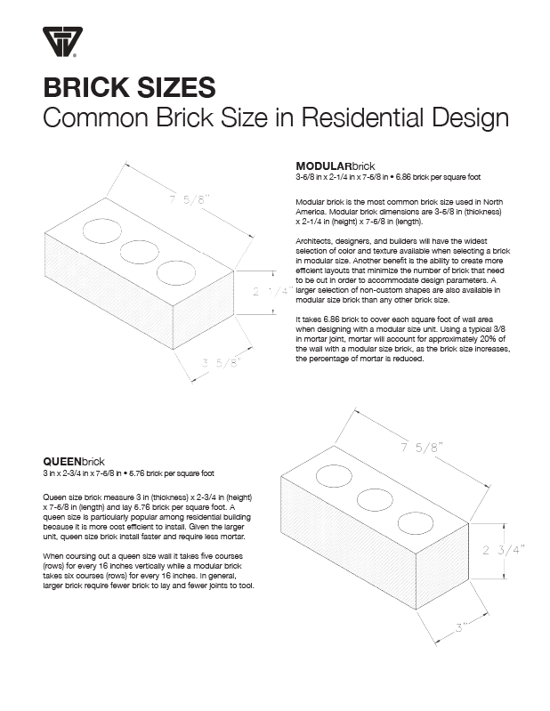 Brick sizes