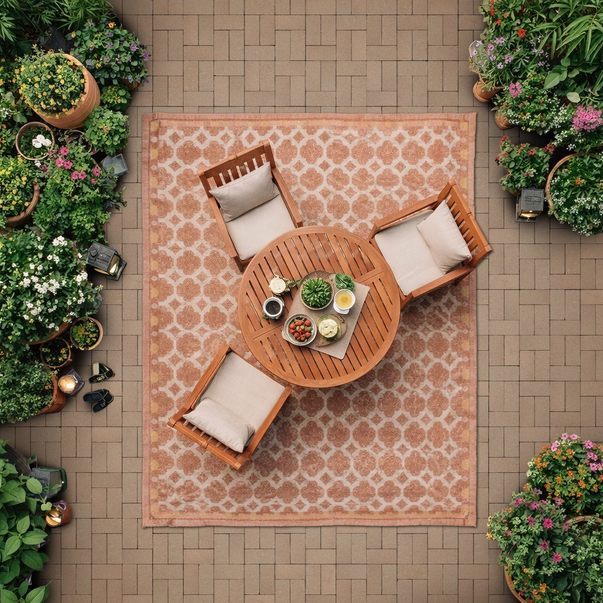 tan clay brick paver patio