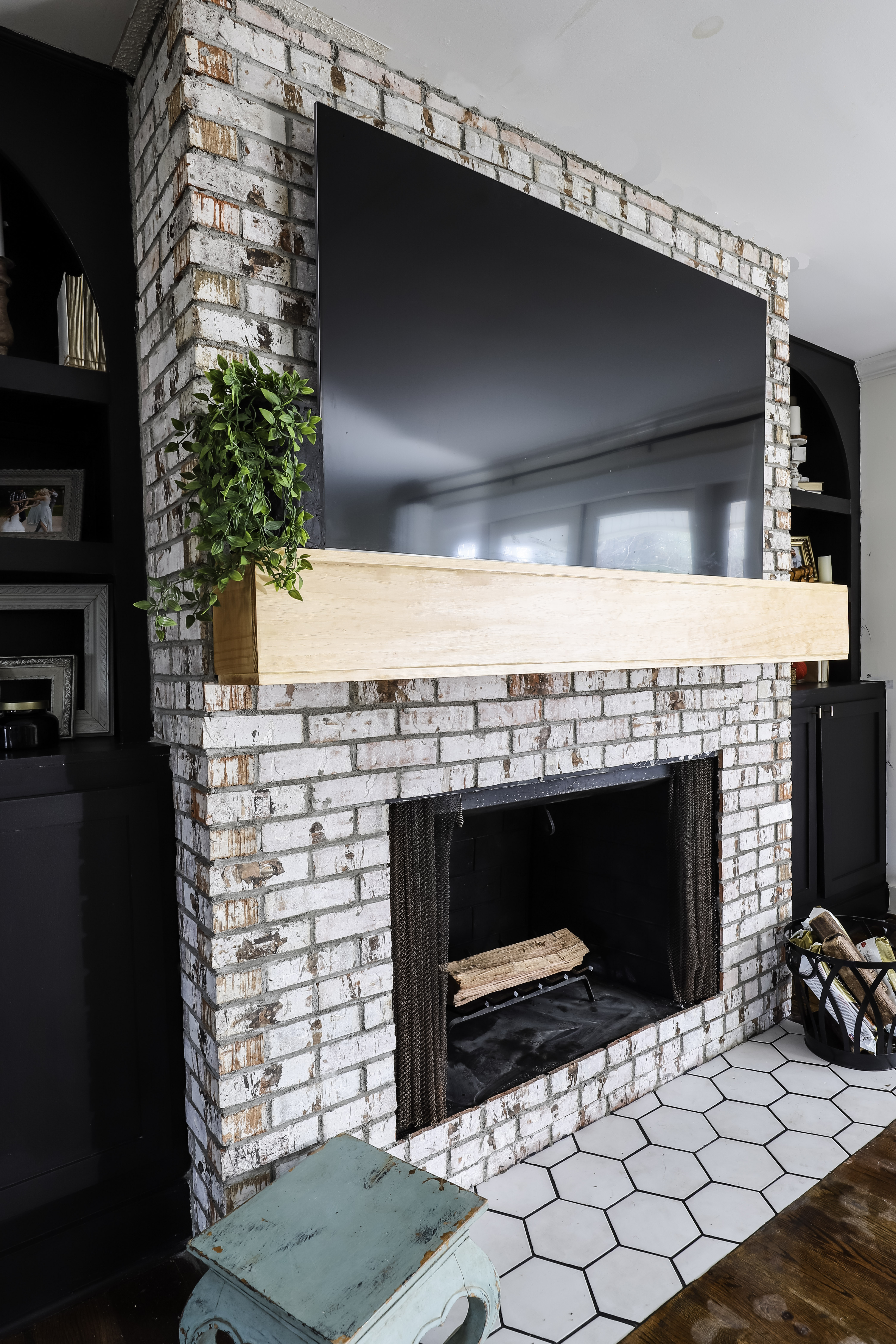 thin brick fireplace