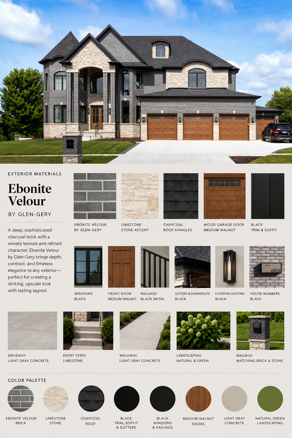 ebonite velour brick product residential material mood board