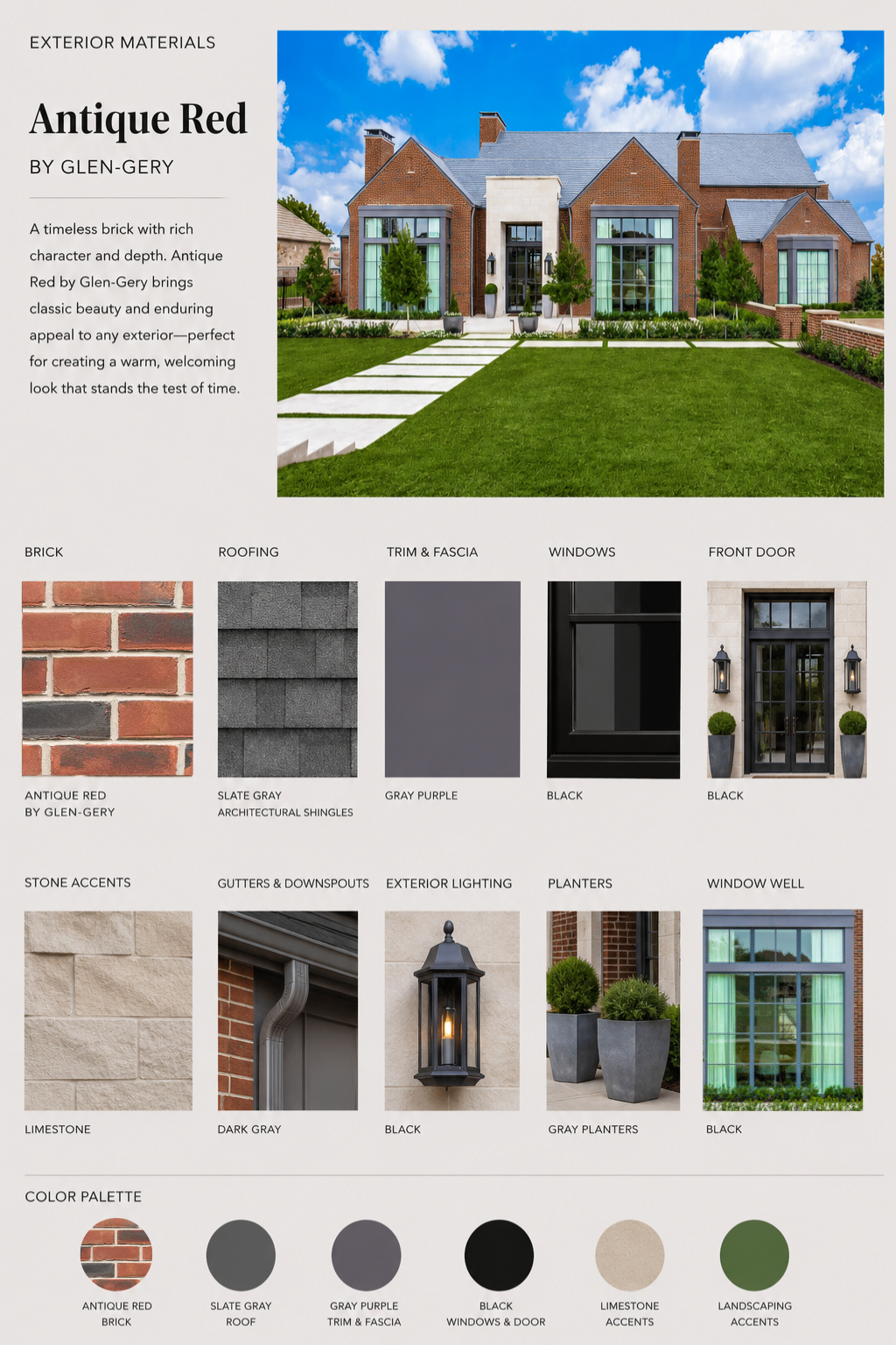 antique red brick product residential material mood board