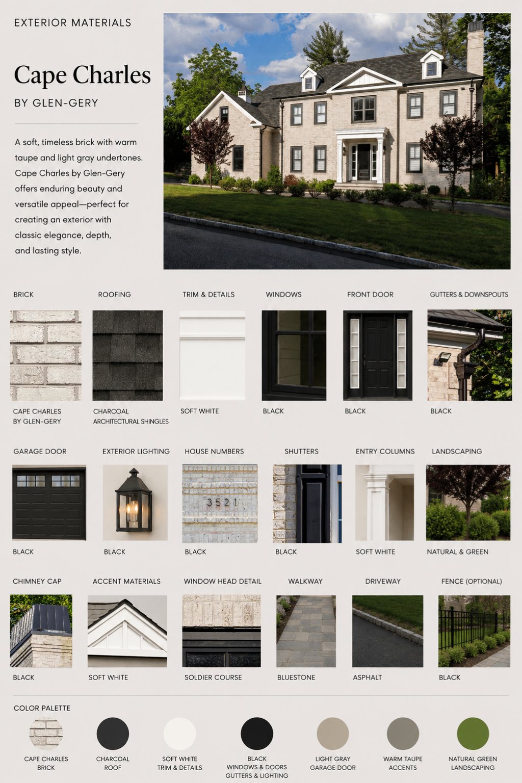 cape charles brick product residential material mood board