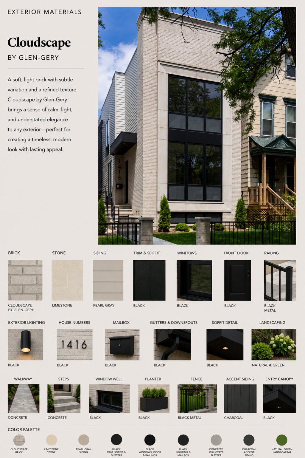 cloudscape brick product residential material mood board