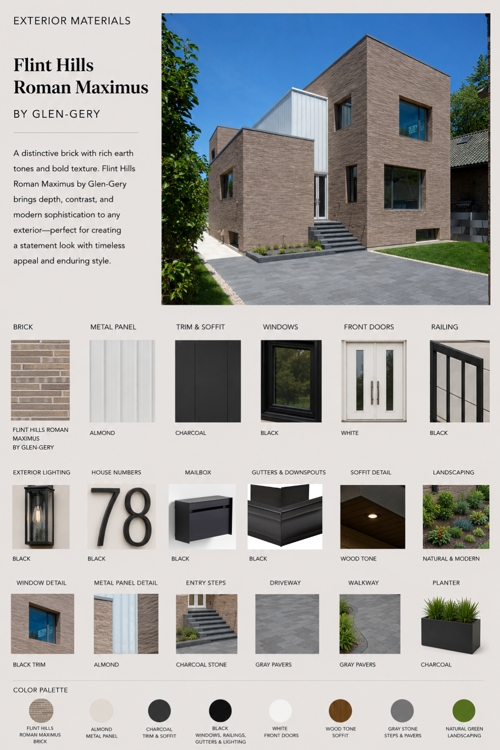 flint hills roman maximus brick product residential material mood board