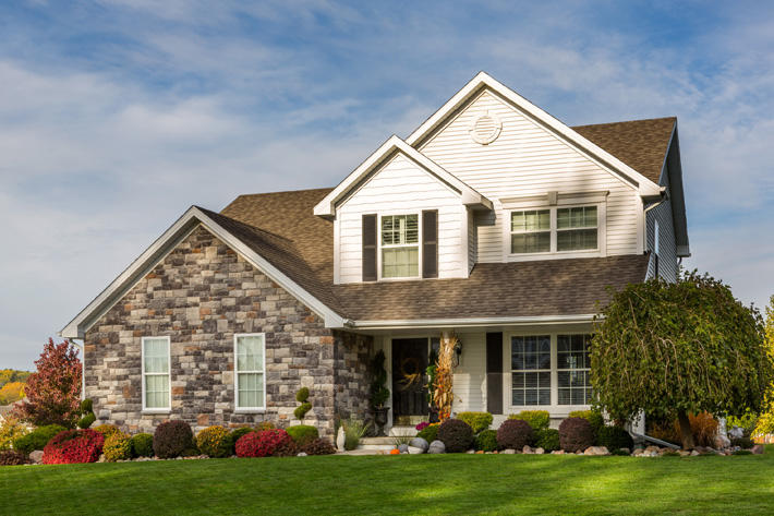 Stone Home with Chisel Gray Limestone