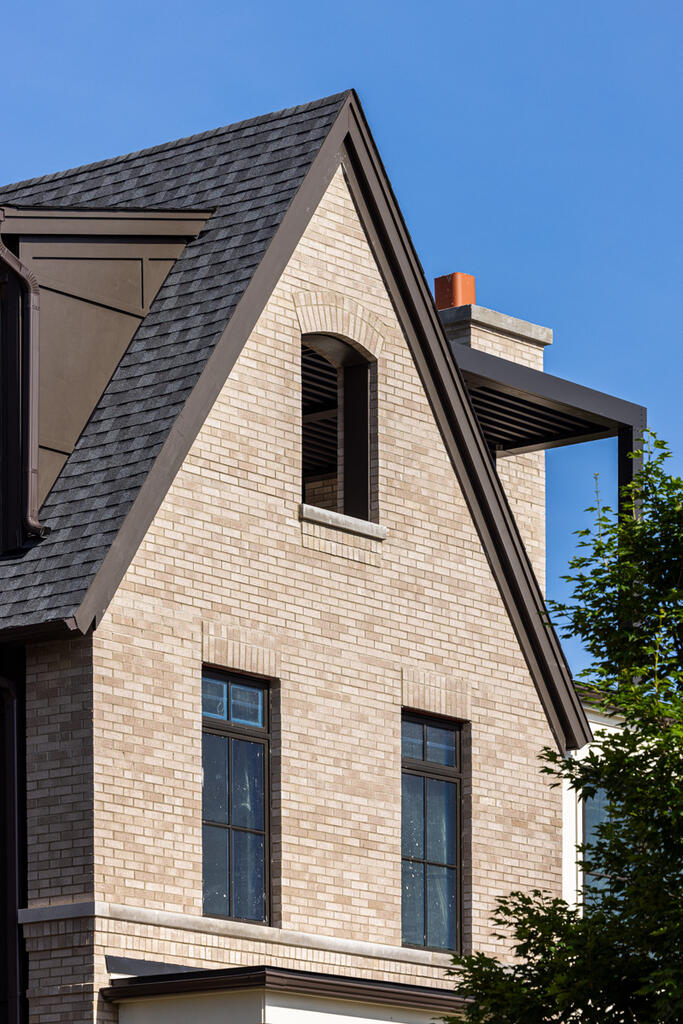 Brick Home with White Plains Velour