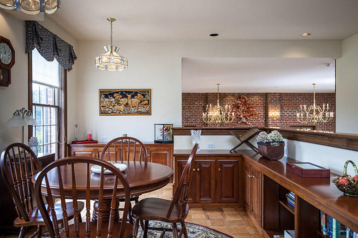 Brick Accent Wall, Wine Cellar & Fireplace