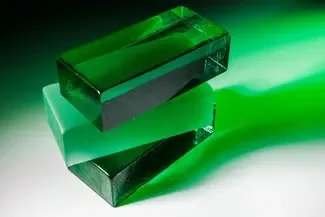 emerald green glass brick